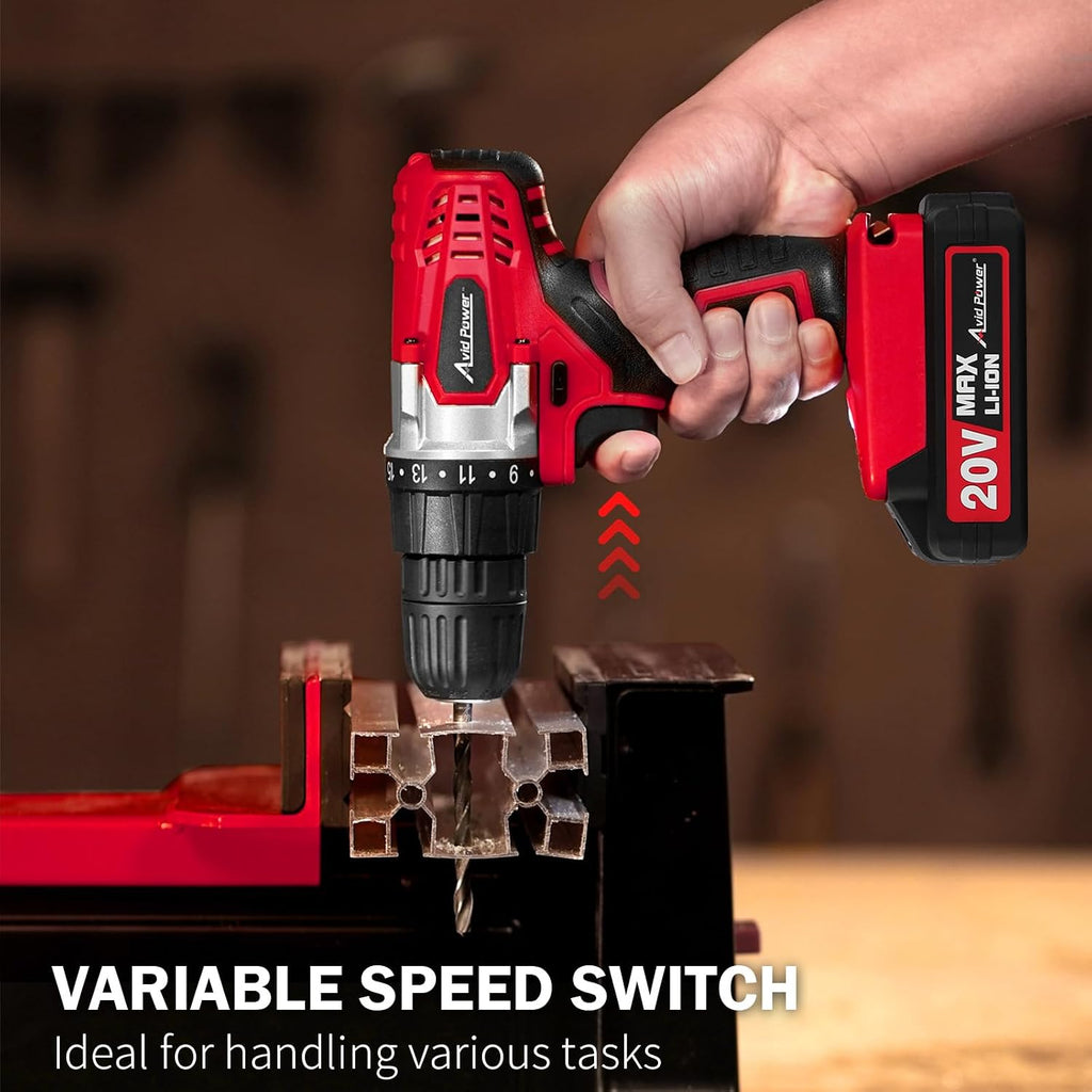 20V Cordless Drill Set for Home DIY & Beginner Projects - Lightweight Power Drill with Battery Charger & 22 Bits