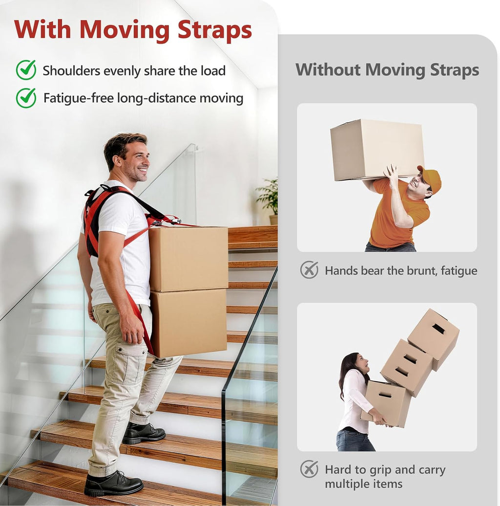 Moving Straps 1 Person-Front Carry, Lifting Straps Moving Free Your Arms, Heavy Duty Strap for Appliance, Thicken