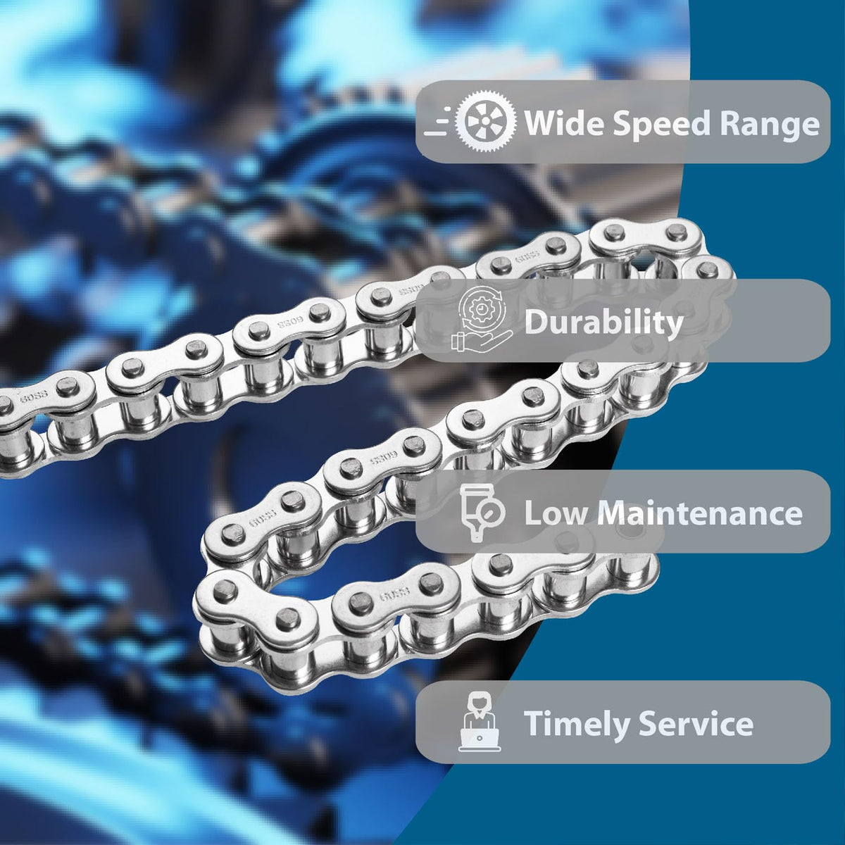 Universal Heavy Duty #60 Stainless Steel Roller Chain 10 Feet
