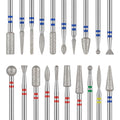 20pcs Nail Drill Bits Diamond Cuticle Set Silver | 3/32''for Nail Drill Efile,Two-Way Rotation,Acrylic Nails Poly Gel