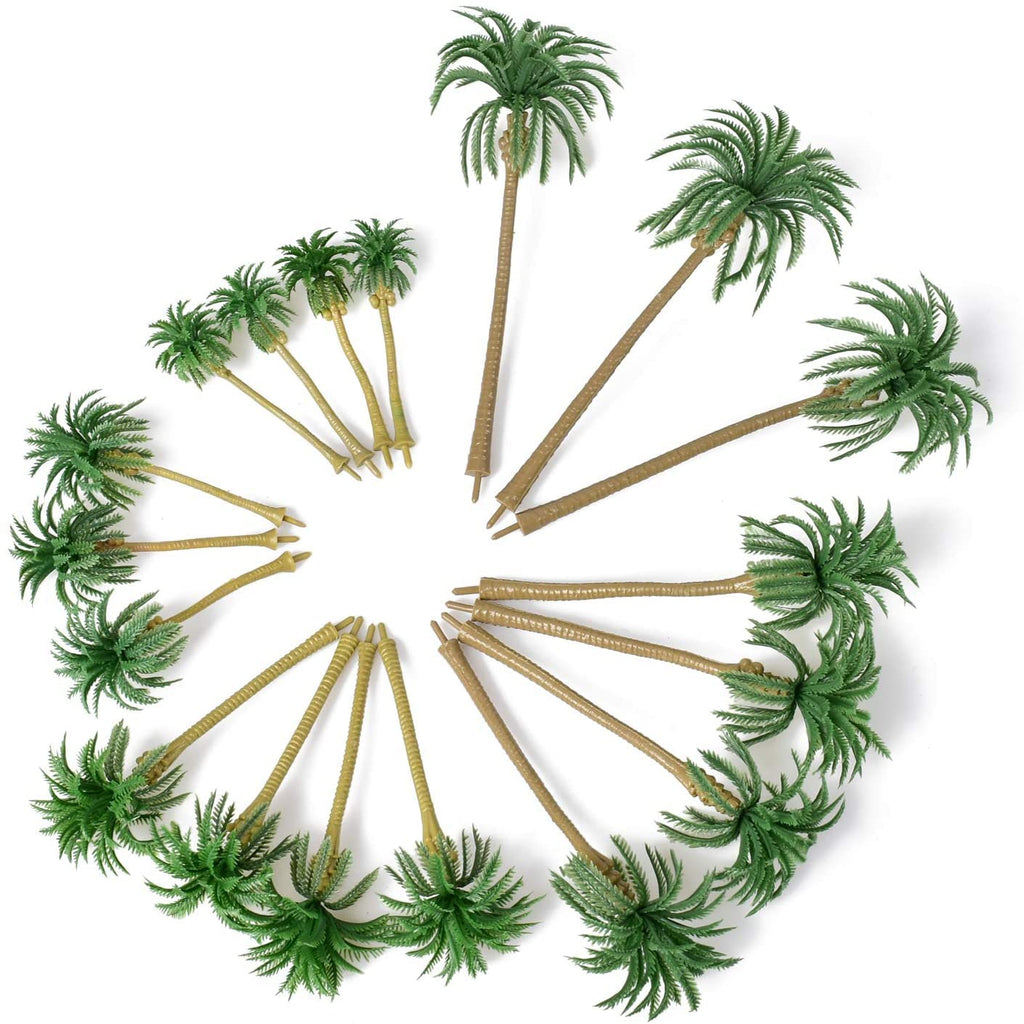 Palm Tree Model Trees, 18PCS Miniature Palm Trees Mixed 5 Size Fake Plastic Trees for Diorama, Model Train, Fairy