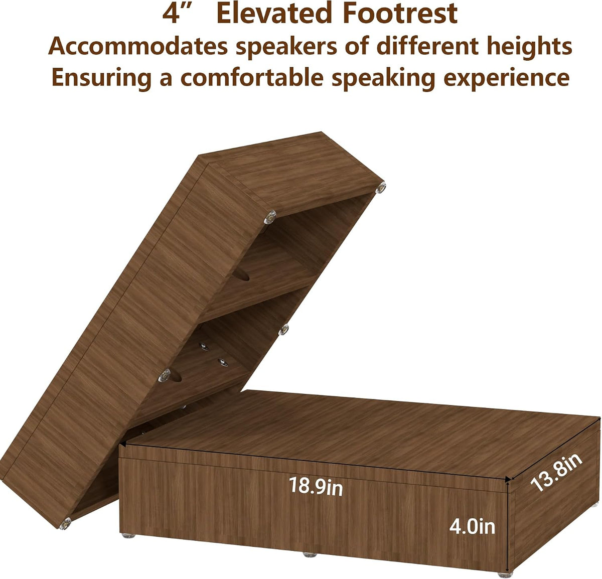 Wooden Podium Stand with Wheels & 4" High Footrest, Mobile Lectern