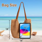 Crochet Beach Bag Summer Purse Boho Small Tote for Women, Beige