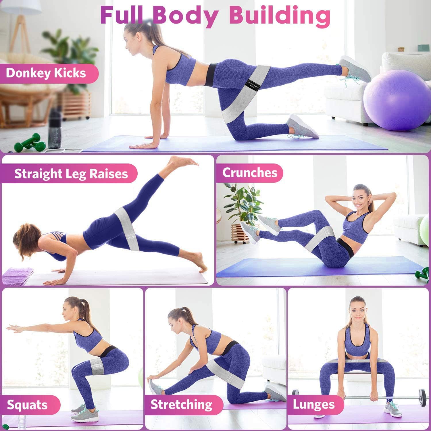Resistance Bands for Working Out: 3-Set Professional Exercise Bands for Pilates, Yoga, Home Gym, Booty, Leg Training