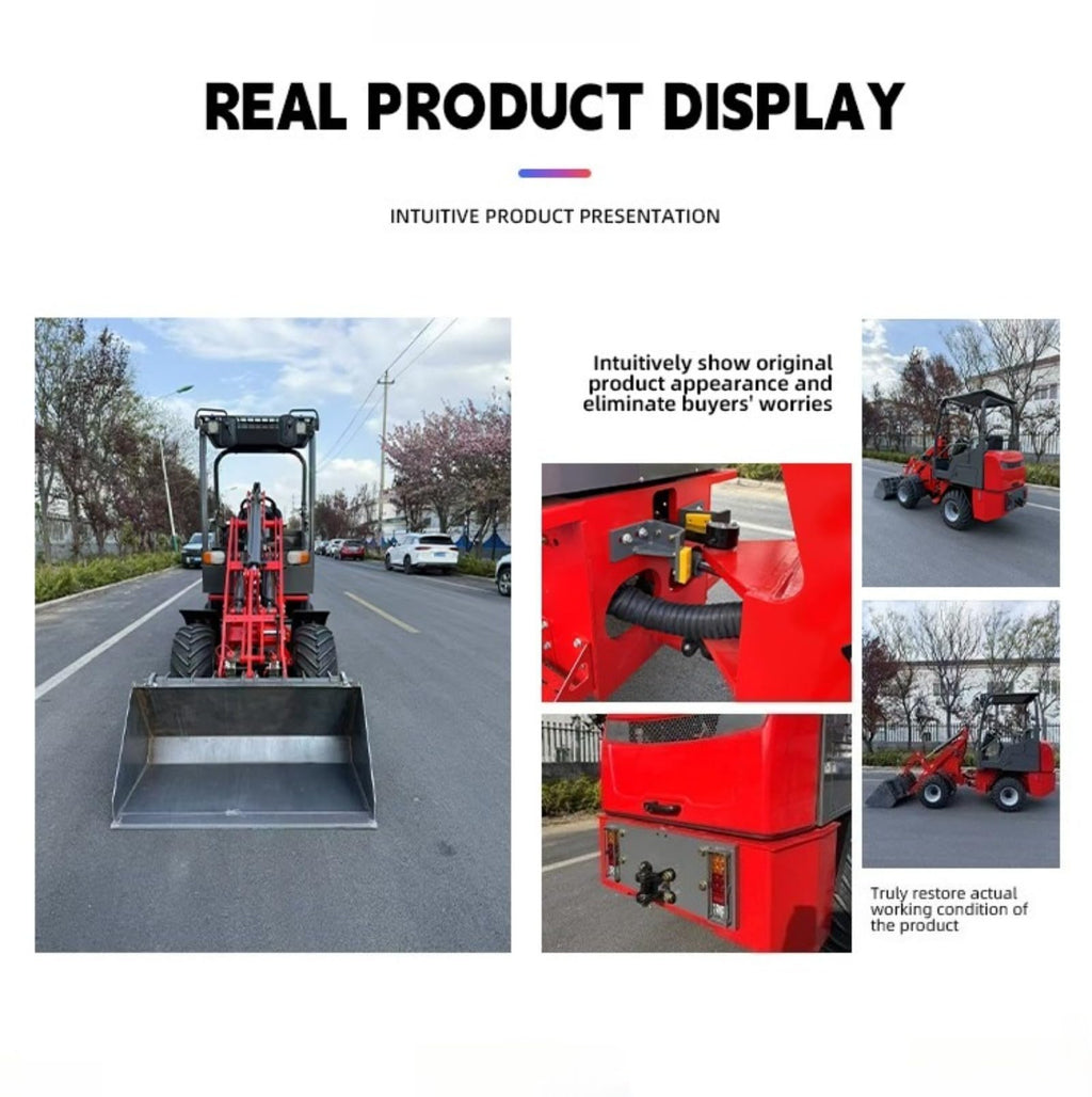 Electric Wheel Loader, Battery Powered Compact Loader with Bucket