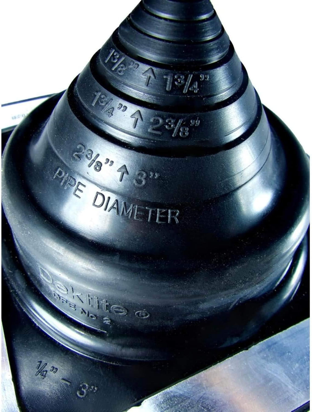 #2 (1/4" - 3") Square Black EPDM Flexible Pipe Flashing, Roof Jack, Pipe Boot Flashing Dektite (DFE102B)