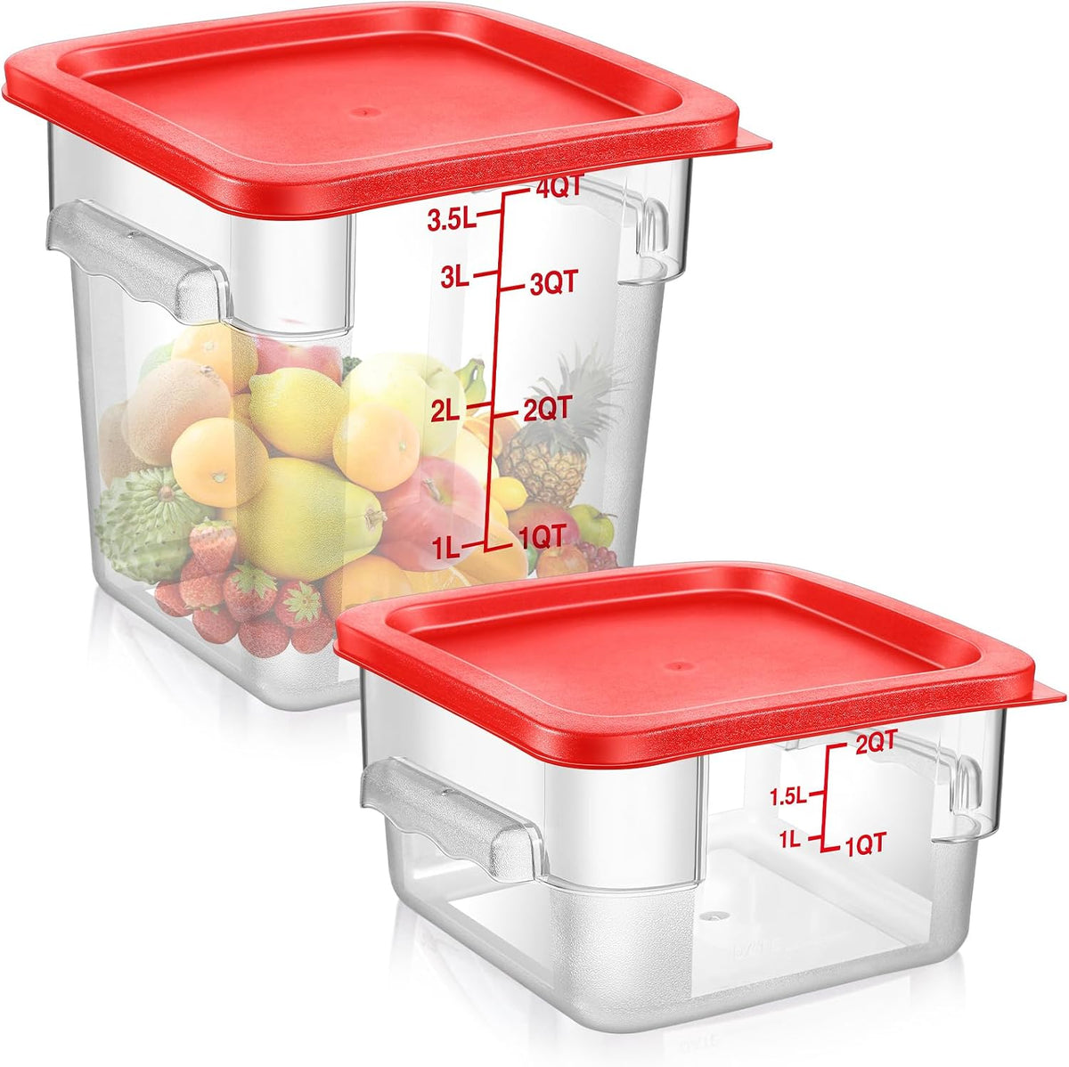 2 Pcs Square Food Storage Container Polycarbonate Clear Food Container with Lid Commercial Rice Storage with