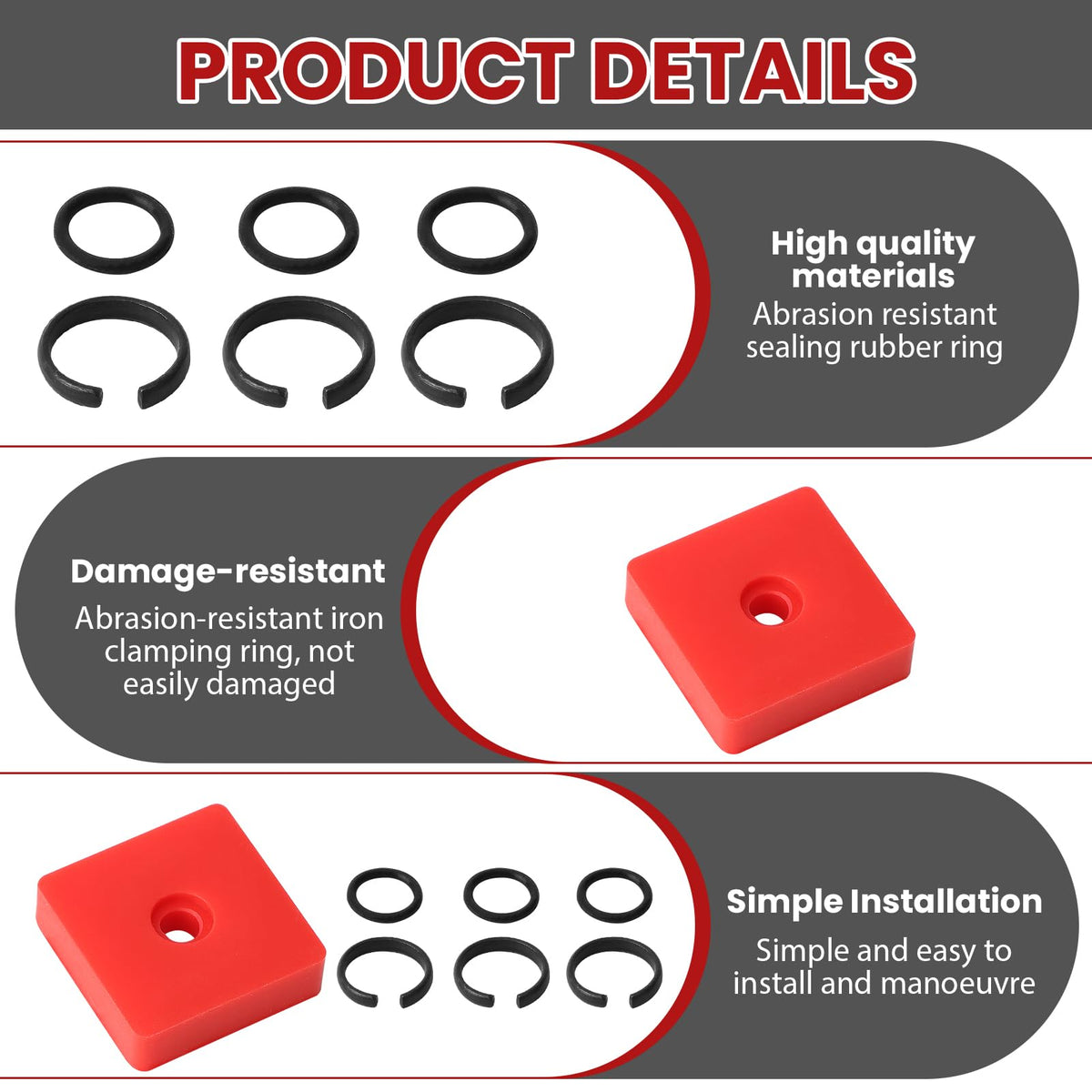 RJLCTH 10 Pcs 3/8 Inch Impact Wrench Retainer Ring Kit with O-Ring & Clip