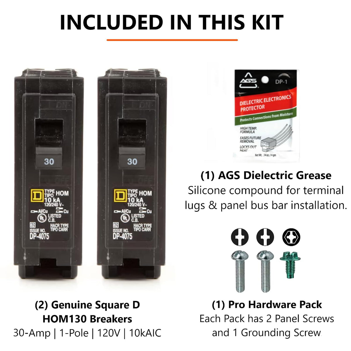 Genuine Square D HOM130 30 Amp Single Pole Circuit Breaker Kit