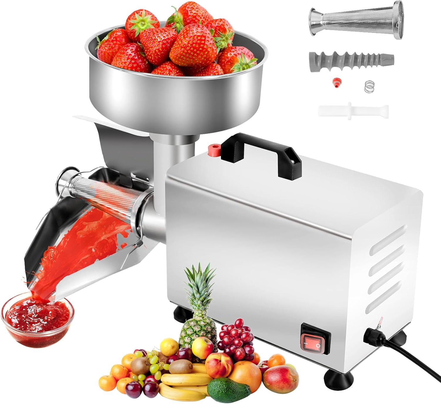 110V Electric Tomato Strainer 450W Commercial Grade Tomato Milling Machine Stainless Steel Tomato Press and Strainer