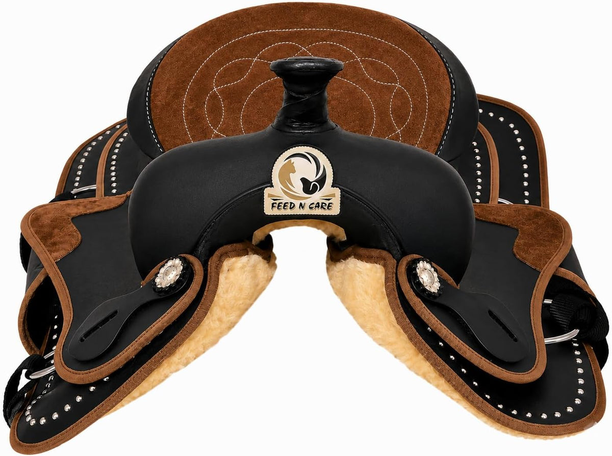 Western Trail Saddle Set Lightweight Synthetic with Tack & Pad 10-18 Inch