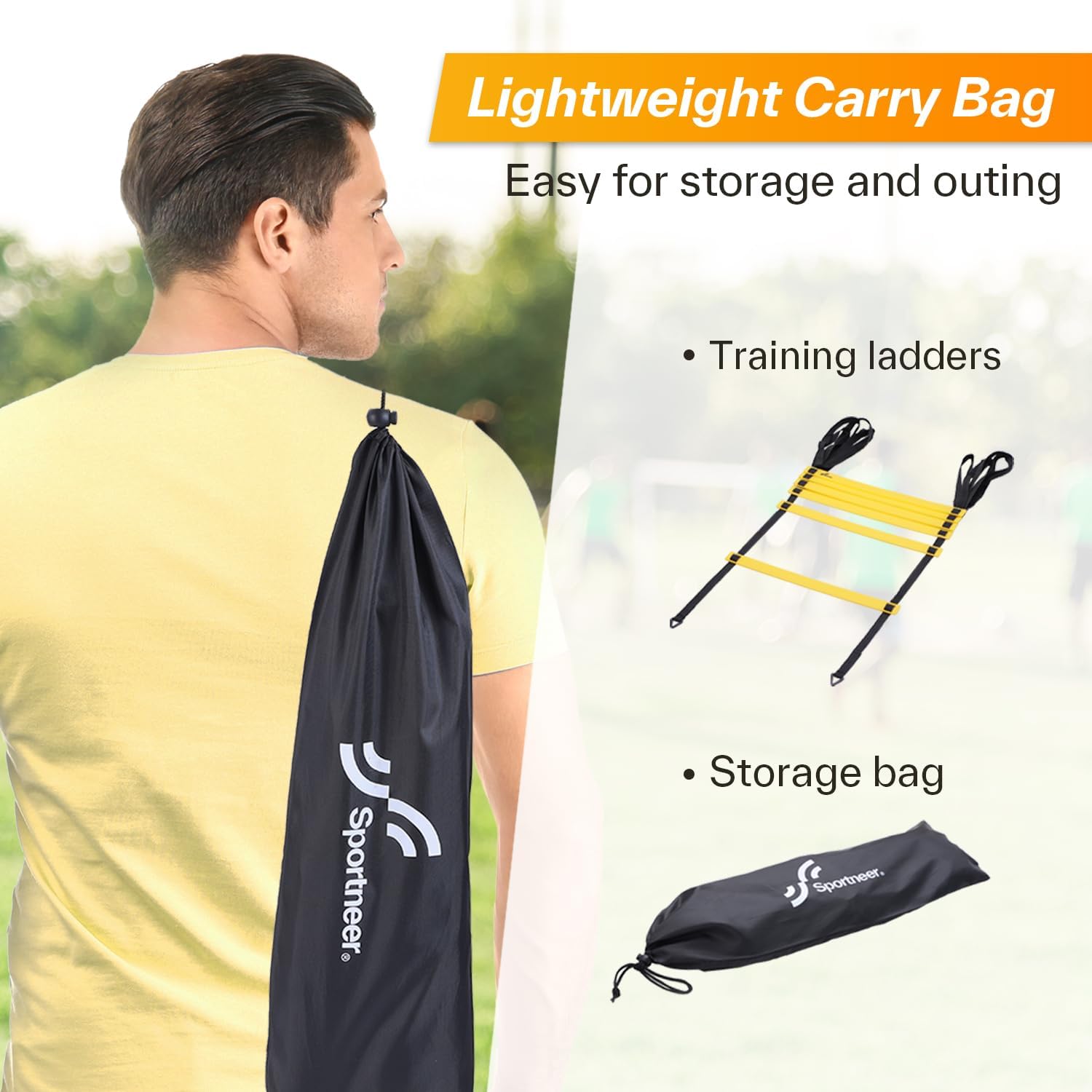 Agility Ladder Speed Training Set 12 Rungs 20ft Detachable Exercise Ladders in 2pcs (6 rungs Each) with Ground Stakes
