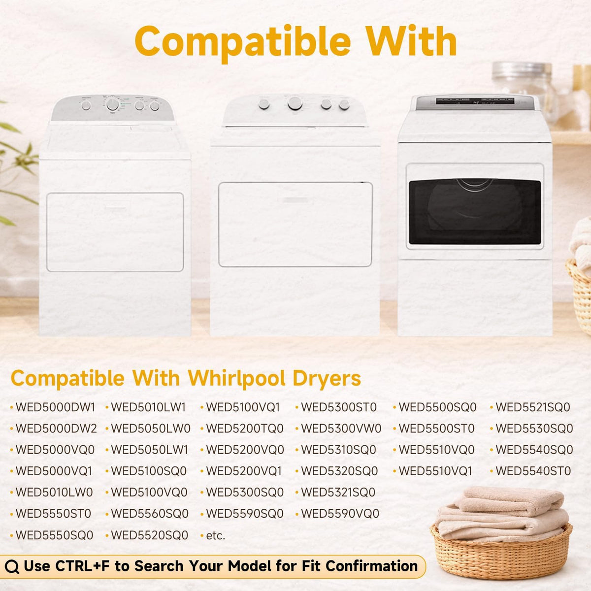 Dryer Repair Kit Replacement Include Belt Drum Rollers Idler Pulley Compatible with Whirlpool WED5000DW1 WED5000DW2 WED5000VQ0 WED5000VQ1 WED5010LW0 WED5010LW1 WED5050LW0 WED5050LW1