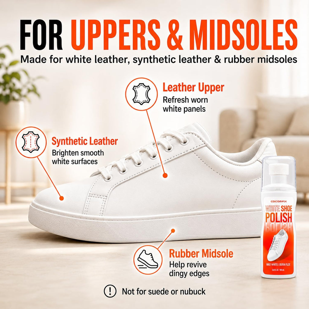 White Shoe Polish, Sneaker Whitener for Scuffs, Yellowing & Scratches | 3.4 fl oz White Shoe Paint for Yellowing