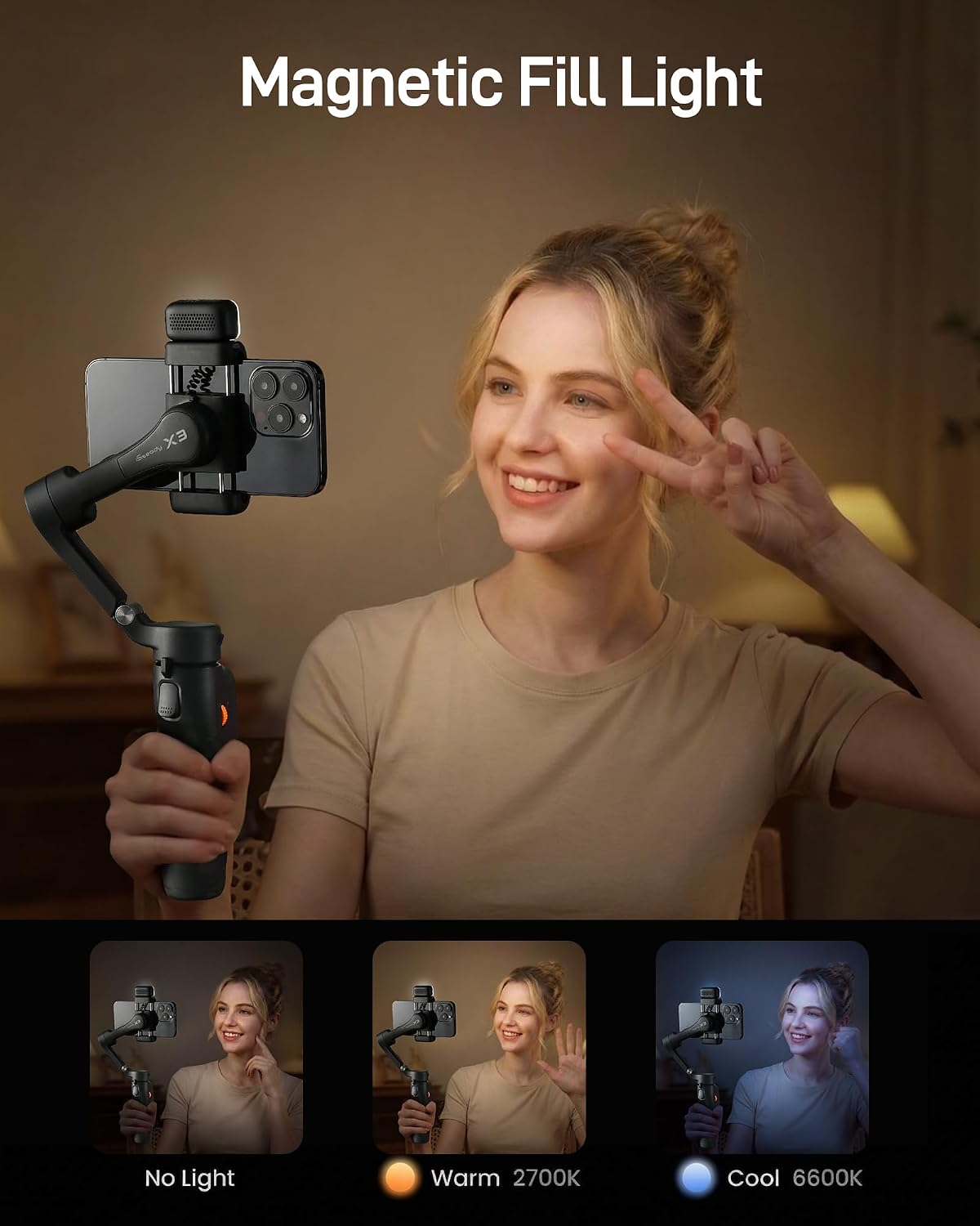 iSteady X3 3-Axis Gimbal Stabilizer for iPhone & Android, Black | Detachable Remote, iSteady 8.0 Anti-Shake, Tripod &