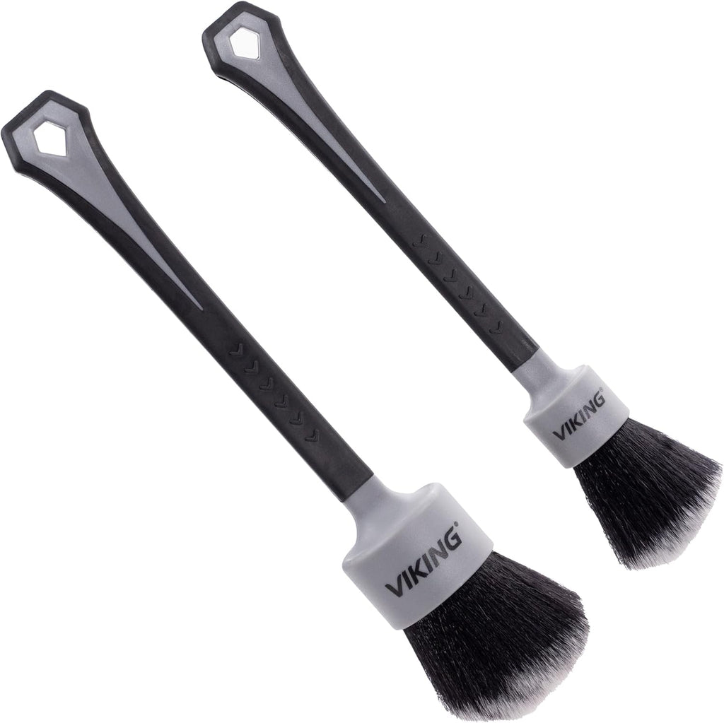 Car Detailing Brush Set for Car Cleaning Kit, Super-Soft Bristles for Interior Detail, Black/Grey, Includes Medium 1