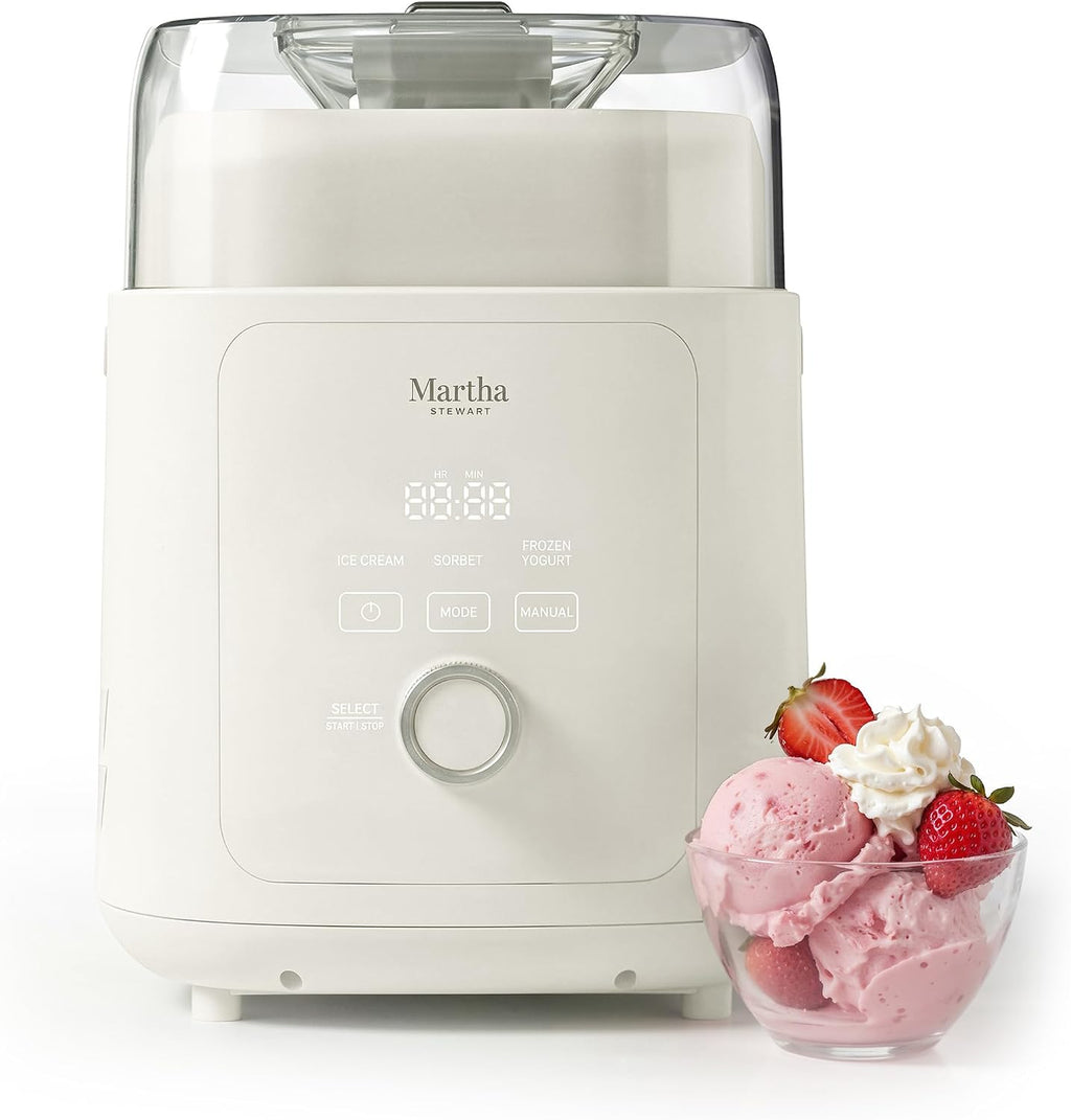 Ice Cream Maker Machine, 1QT Fully Automatic, 3 Modes, Linen