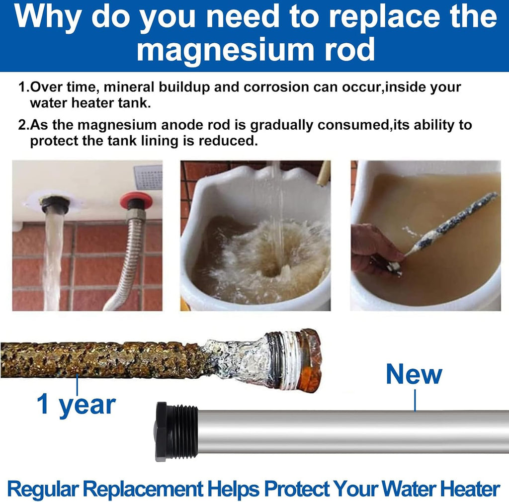 42" Magnesium Anode Rod Compatible with Rheem and A. O. Smith Water Heaters