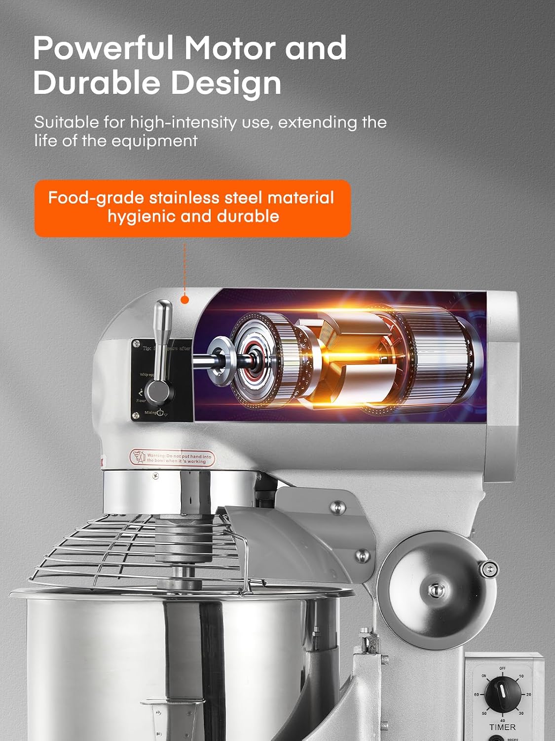 Commercial Mixer, Commercial Food Mixer, Dough Mixer with Stainless Steel