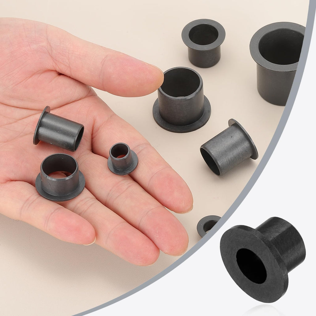 uxcell 10Pcs Flanged Sleeve Bearings,ID5mmxOD7mmxL7mm POM Bushing,Black