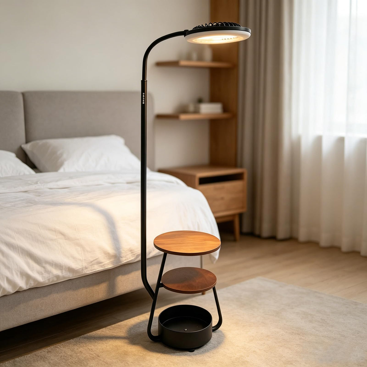 Pedestal Fan with RGB Lights Dimmable Floor Standing Fan 3-Wind Speed
