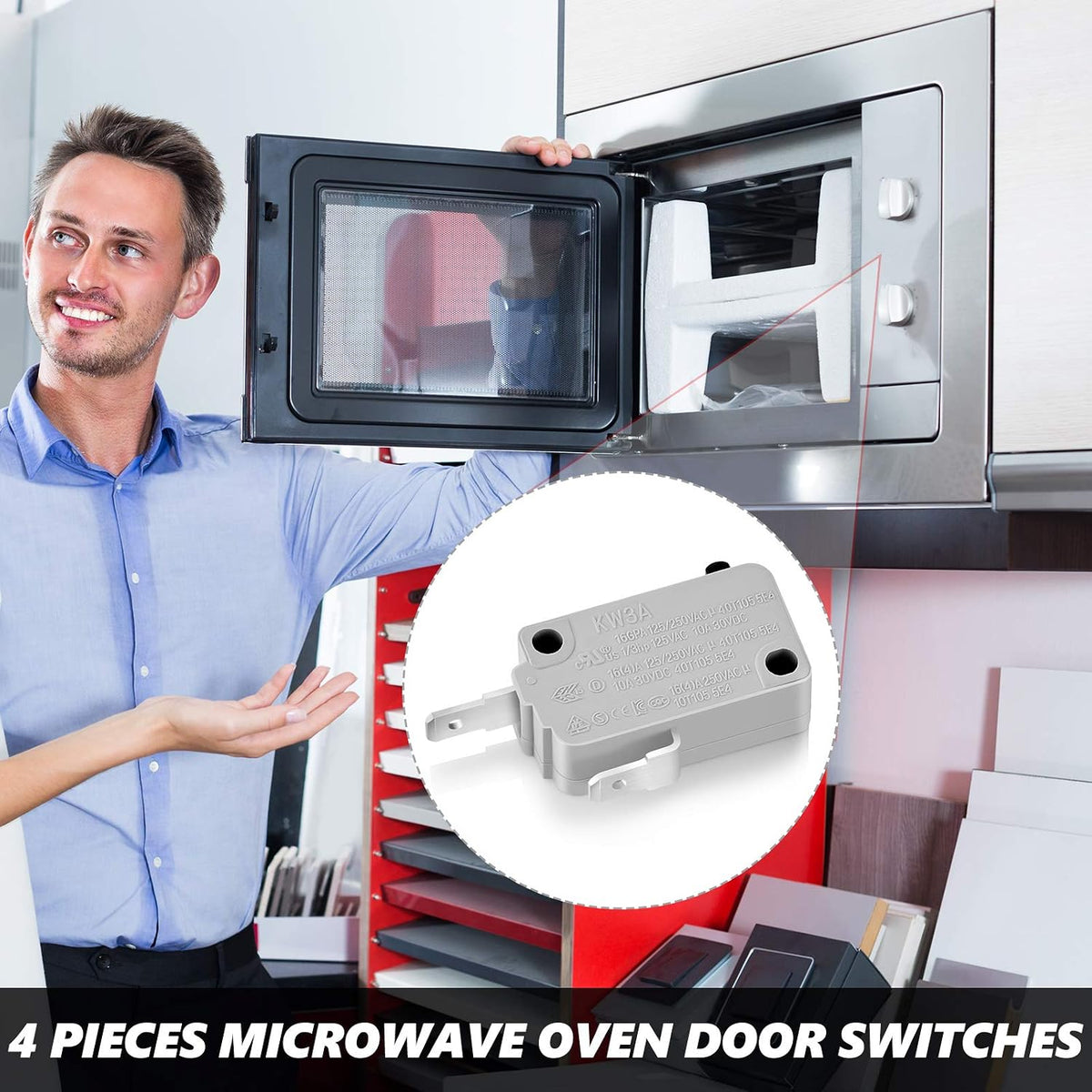 Weewooday 8 Pcs Microwave Oven Door Switch Replacements Part Kw3a Normally Open Normally Close Switches, Compatible with Most Microwave Ovens