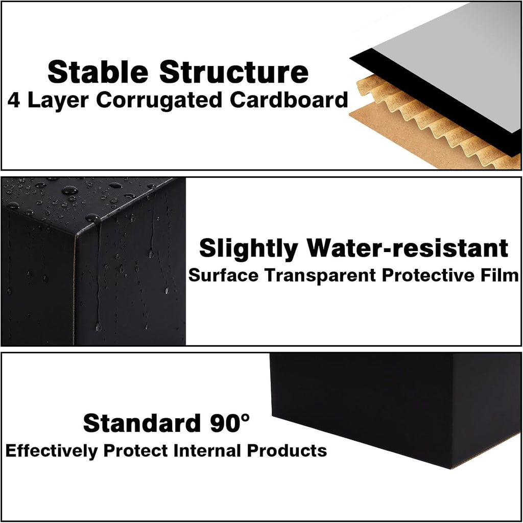 8x8x4 Black Shipping Boxes, 30 Pack Medium Mailer & Packaging Boxes for Small Business, Heavy Duty Corrugated
