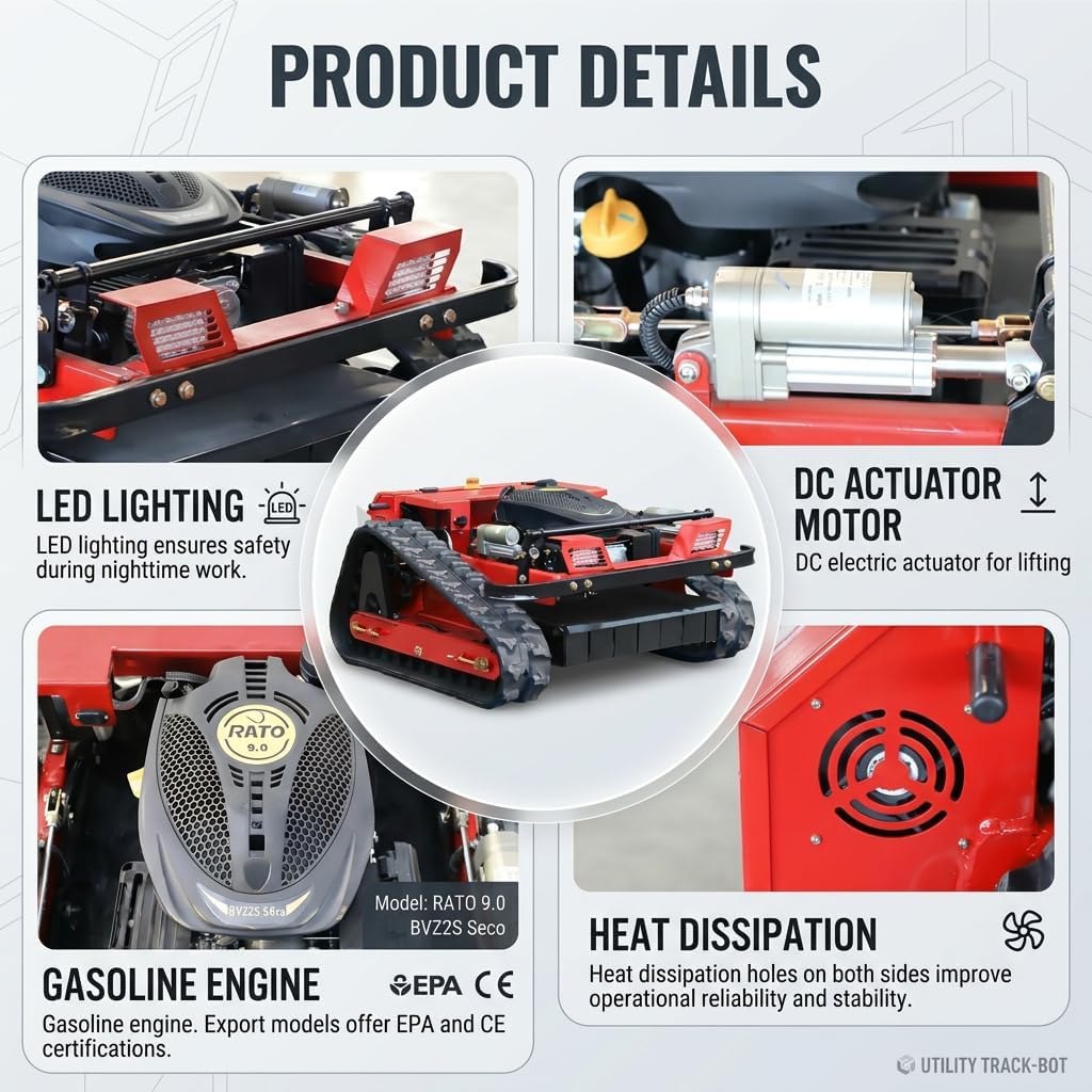 Remote Control Lawn Mower, 20 Inch Cutting Width, Adjustable Height 0.79-5.9 Inches, Track Design,All-Terrain for