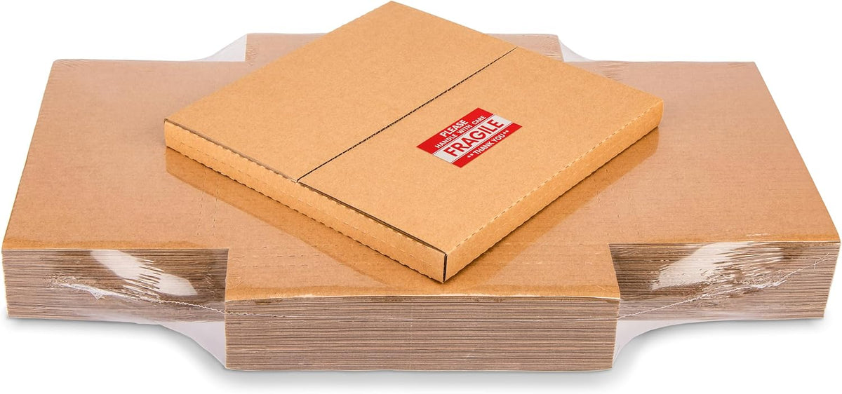 LP Mailers, 12.8x12.8x1-inch Vinyl Record Shipping Boxes, 50 Pack
