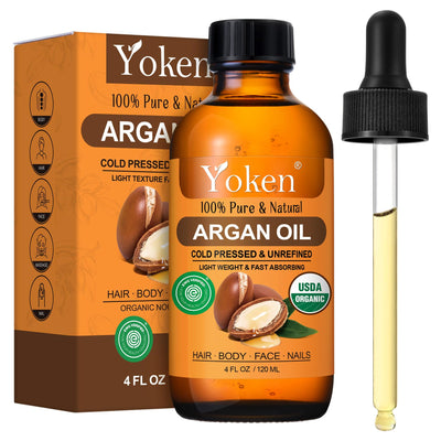 USDA Argan Oil 4oz, Cold Pressed Oil with Dropper for Hair Scalp Face