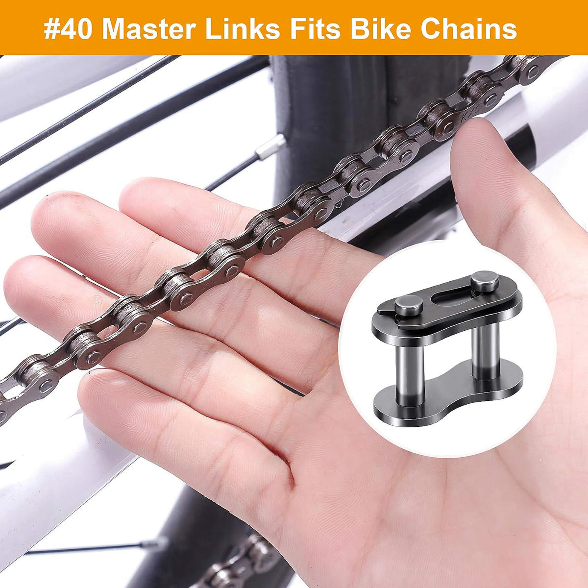 PAGOW 15pcs 40 Roller Chain Connecting Links, Master Connector Link