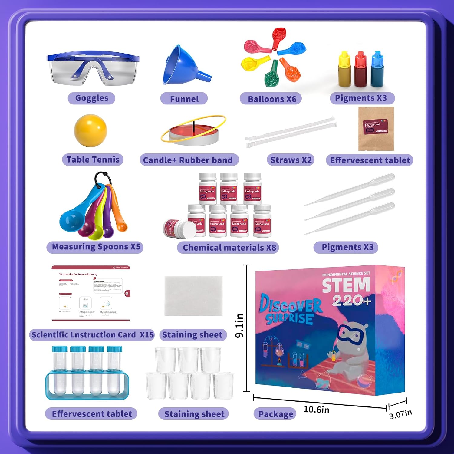 Science Kit with 220+ Science Lab Experiments, DIY STEM Educational Learning Scientific Tools for 3 4 5 6 7 8 9 10 11