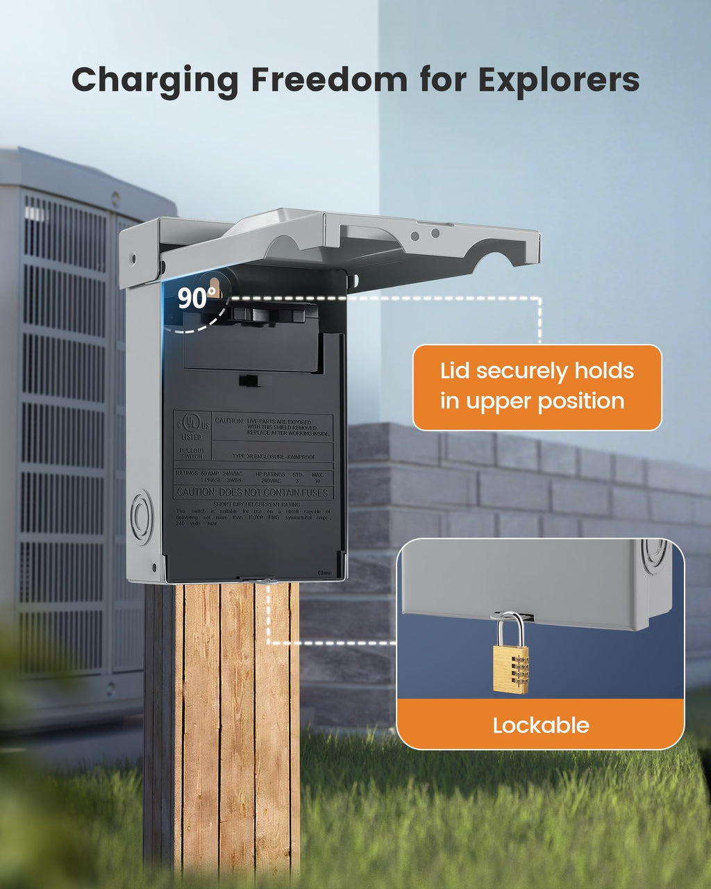 SURAIELEC 60 Amp Fused AC Disconnect Box, Pull-Out Switch, UL Listed
