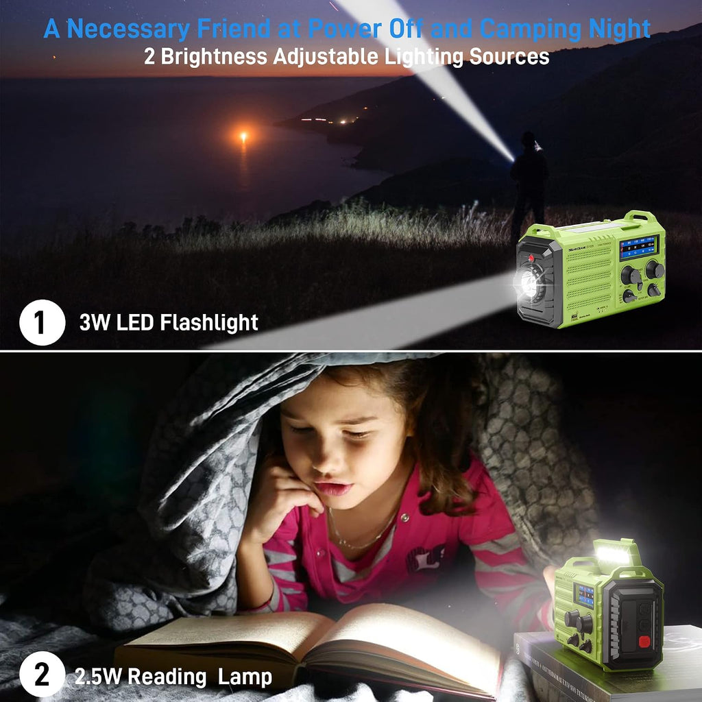 NOAA Weather Radio, Hand Crank Emergency Radio Solar Battery Operated AM FM | Portable Radio with AM/FM Shortwave