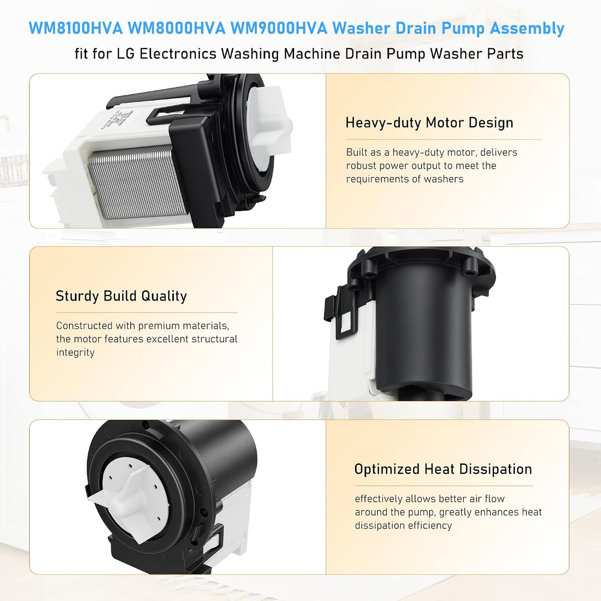 Washer Drain Pump fit for LG Tromm WM2233HD WM2250CW WM2277HW WM2301HW
