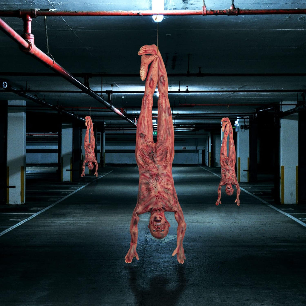 Halloween Bloody Dead Body - 4.8ft Latex Skinned Hanging Corpse Torso Props for Haunted House Zombie Halloween Party