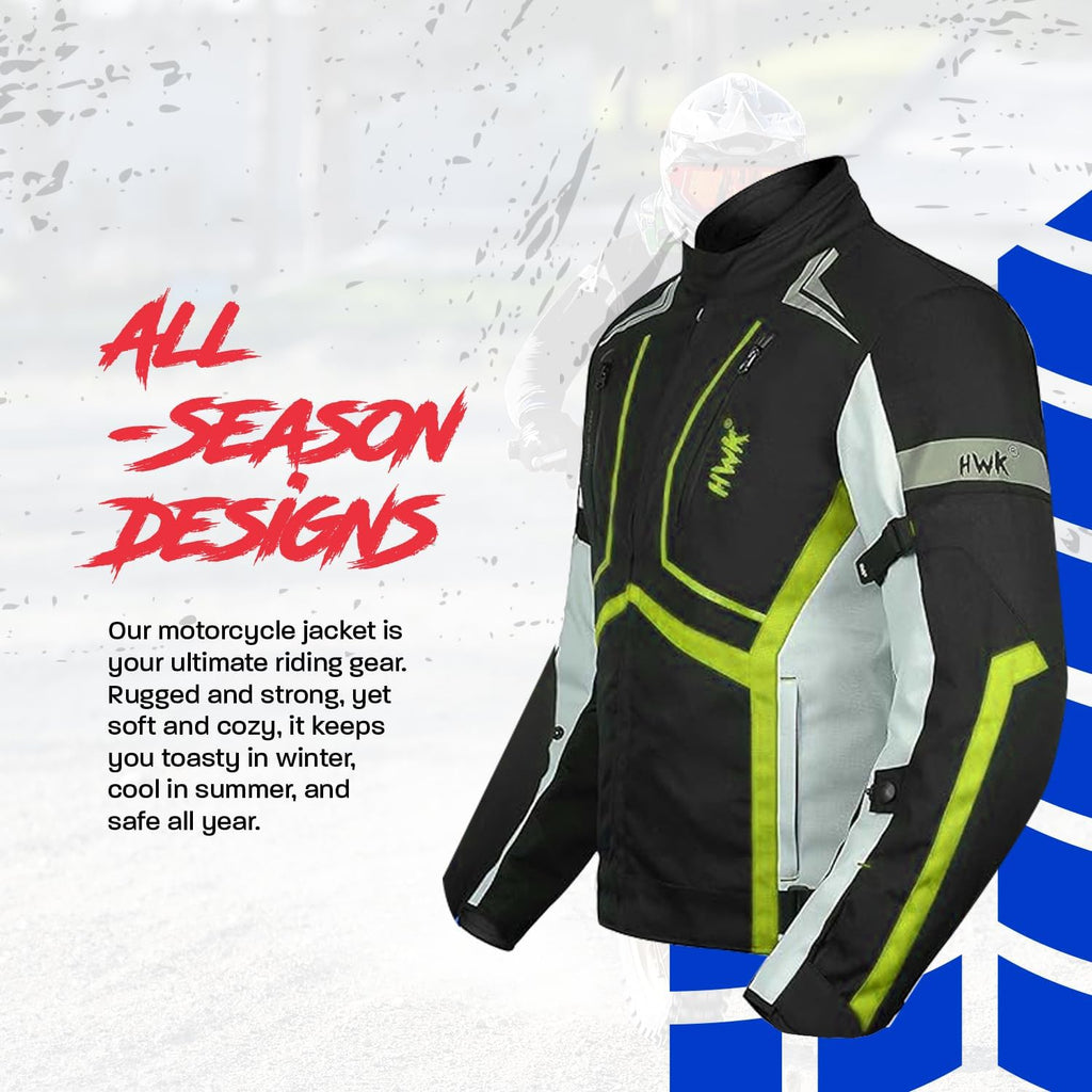 HWK Scorpion Motorcycle Jacket for Men & Women, Motorcycle Gear with Body Armor Foam Padding and Breathable Cordura