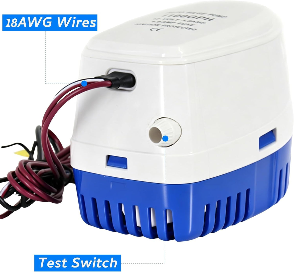 2pcs Automatic Bilge Pumps for Boats, 1100GPH 12V, w/Built-in Float Switch