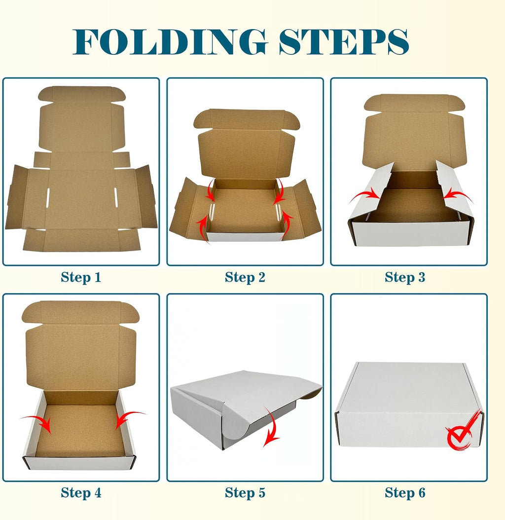 Small Shipping Boxes 7x6x2, Set of 25, White Corrugated Cardboard Box Mailer (YD762-25W)