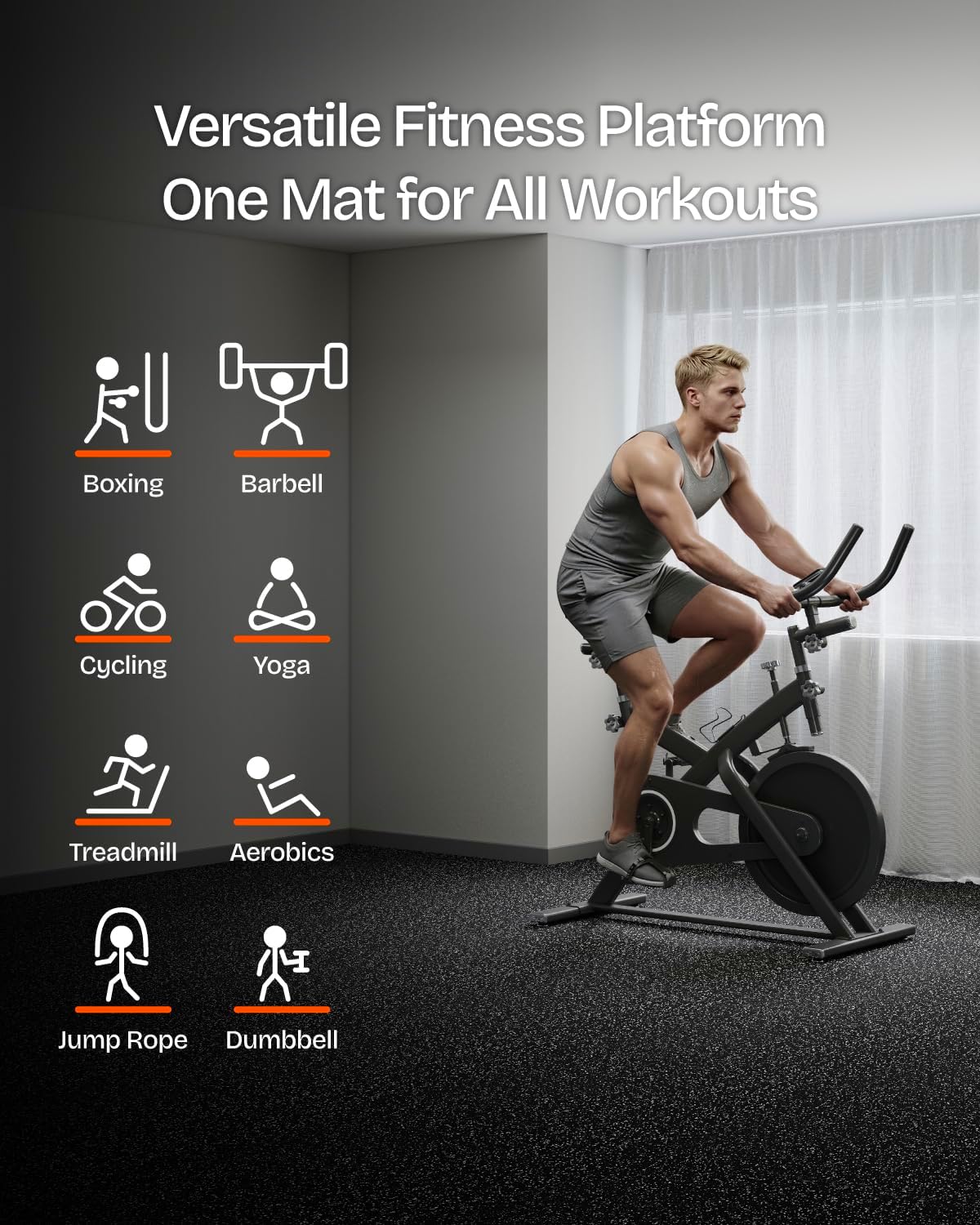 0.6" Thick 48 Sq Ft Rubber Top Gym Flooring Mats for Home Gym | Dual-layer Rubber & HD EVA, NO Warping, 12 Tiles