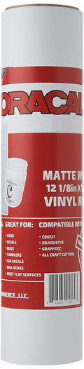 12.125" x 10ft Roll of Oracal 651 Matte White Craft Vinyl - On a 2.5" Core - Adhesive Vinyl for Cricut, Silhouette