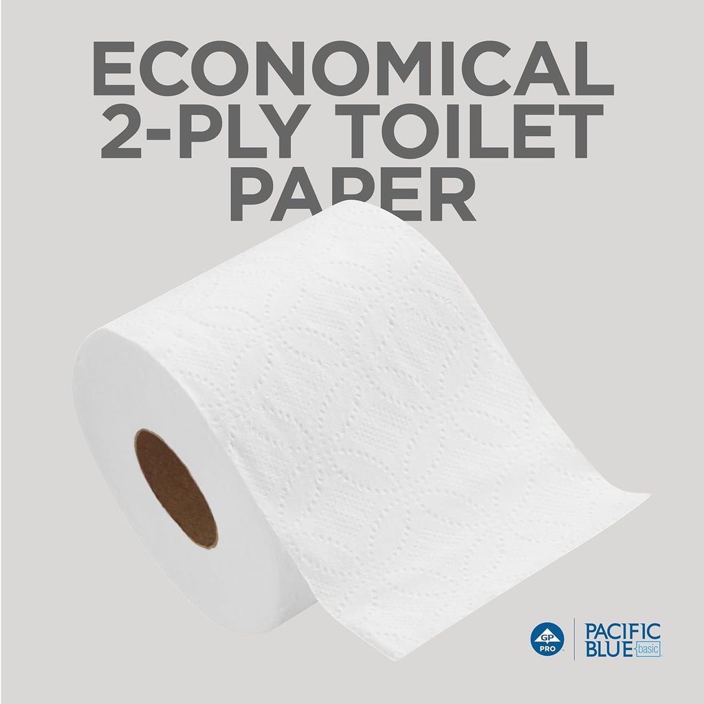 Pacific Blue Basic 2-Ply Embossed Toilet Paper,19880/01, 550 Sheets Per Roll, 80 Rolls Per Case