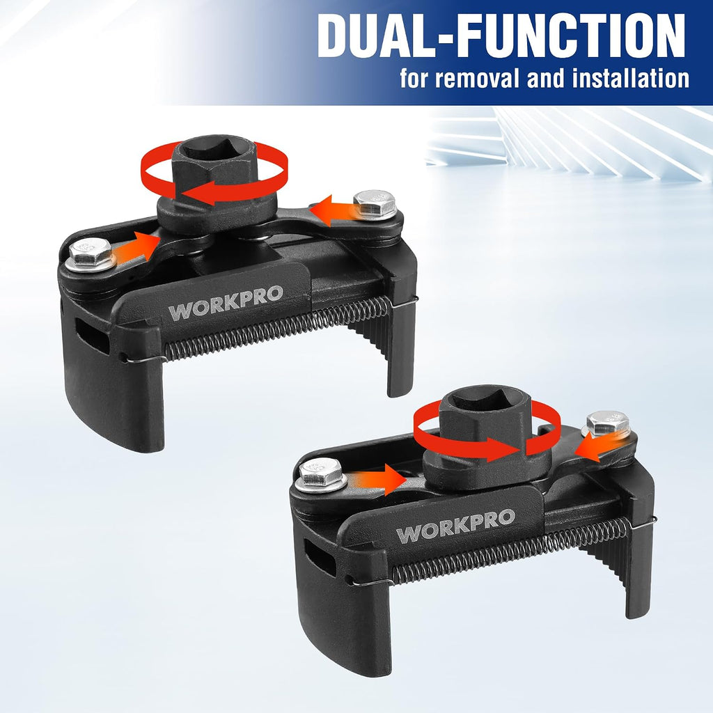 Universal Oil Filter Wrench (2-3/8 to 3-1/8") Adjustable with Auto-Clamp Spring, Oil Filter Removal Tool, Oil Filter