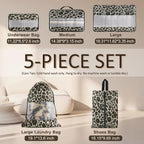 5 Set Packing Cubes, Travel Organizers with Shoe Bag (Leopard)