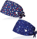 Heclia 2PCS Women Nurse Caps, Elastic Tie Back Scrub Cap, Nursing Working Caps with Adjustable Elastic Sweatband