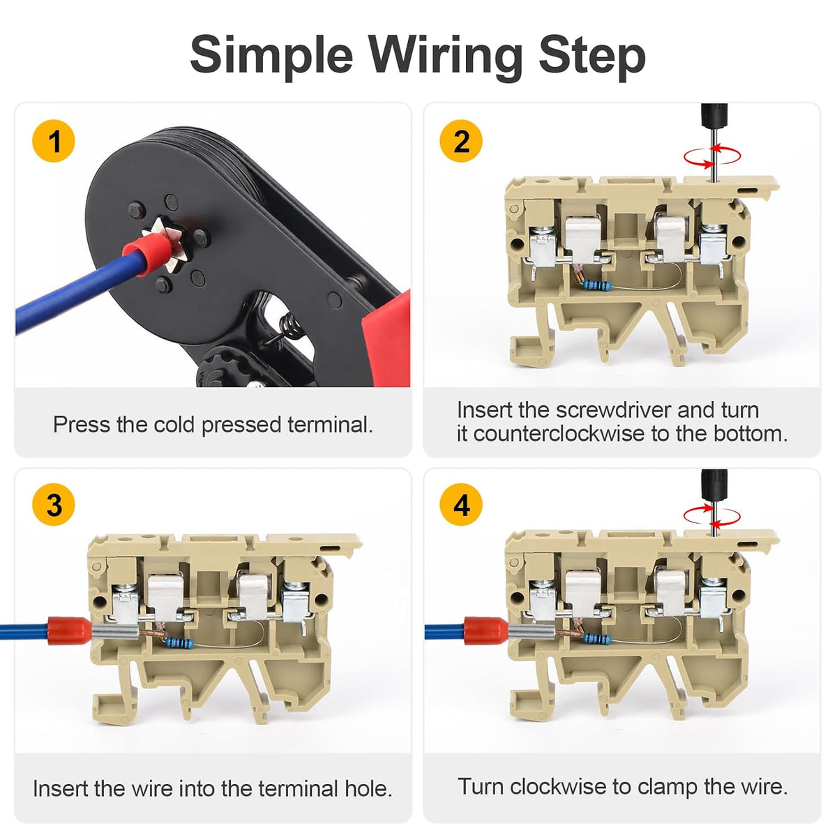 50Pcs DIN Rail Terminal Block Fuse Holder, with Indicator Light