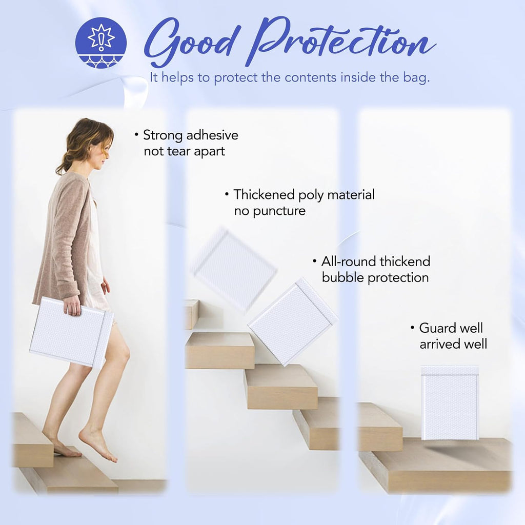 White Bubble Mailers 9.5x14.5" 25 Pack Large Opaque Padded Envelopes