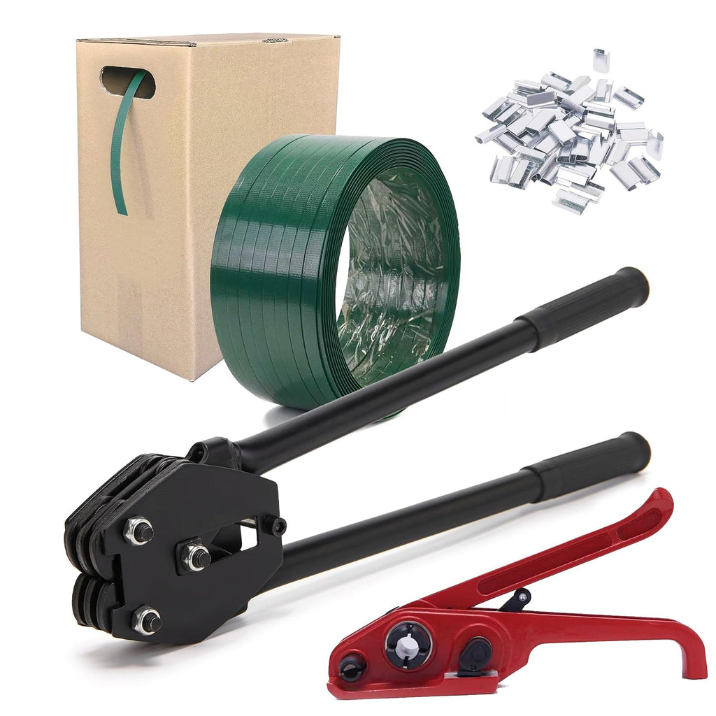 Poly Banding Strapping Kit with 1000ft PET Strap and 100 Buckles