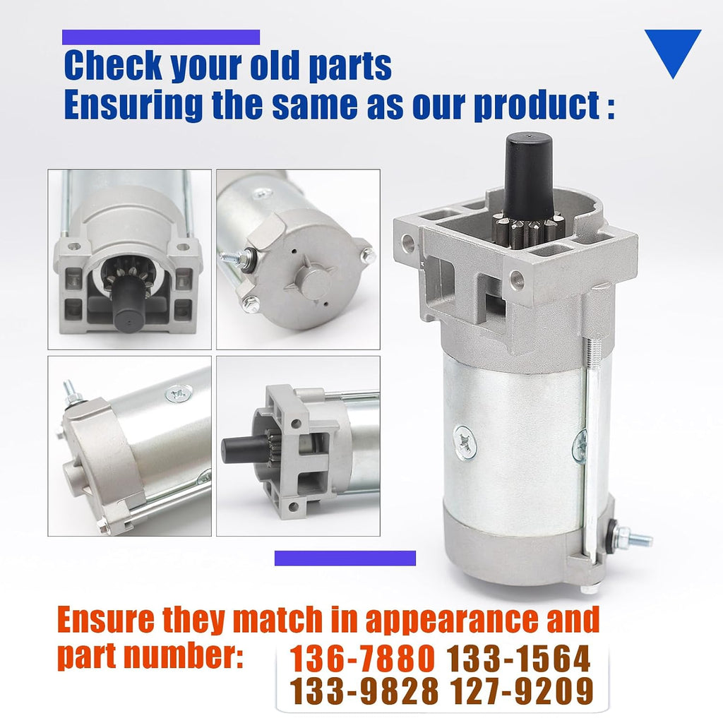 136-7880 Starter Motor for 2P77F Engines Compatible with Toro Timecutter and More Replaces 133-1564 127-9209 133-9828, Replacement for Predator 708cc 22hp Vertical V-Twin Engine 62879