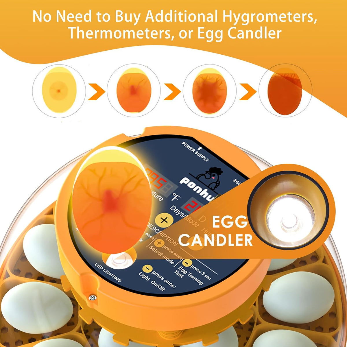 16 Duck Eggs Incubator with Phone App, Automatic Incubator with Custom Mode